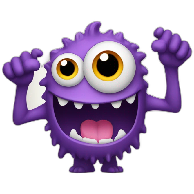 monster waving with big smile emoji