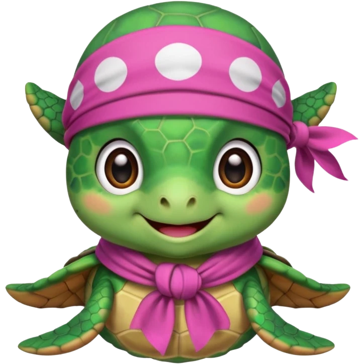 cute sea turtle wearing a pink pirate scarf emoji