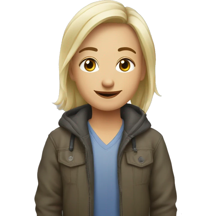 девушка художник с картиной emoji