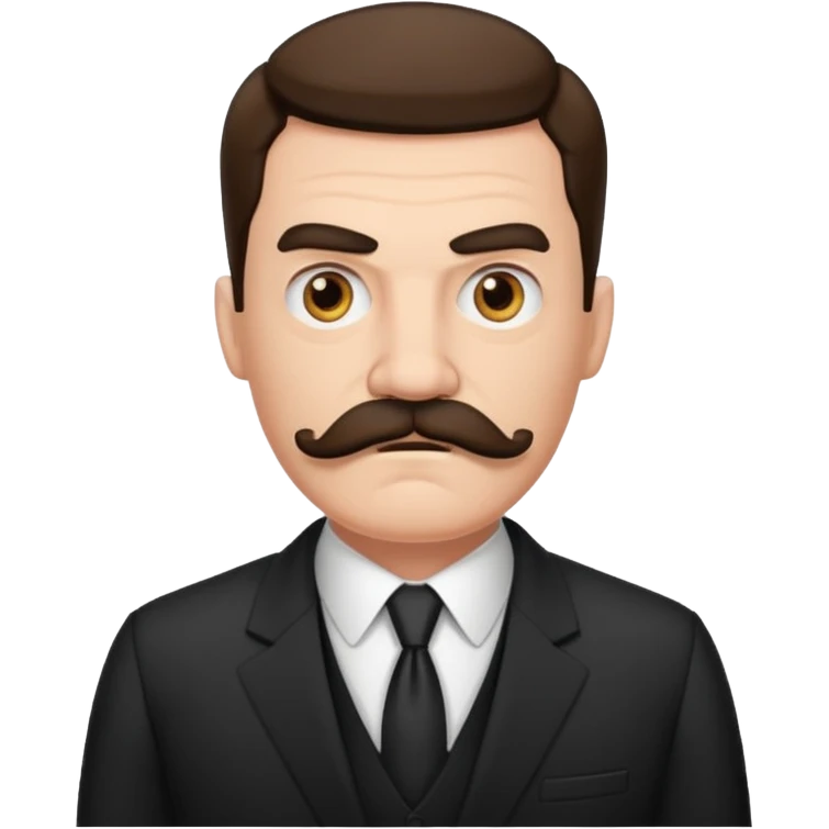 suspicious man uin a suit with a mustache, looking mad emoji