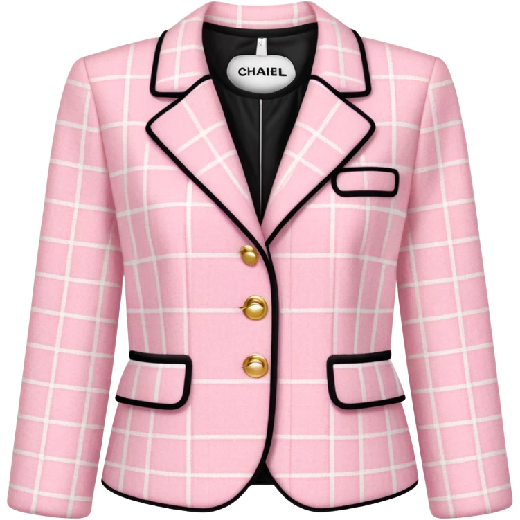 Powder pink Chanel plaid tweet jacket classic emoji