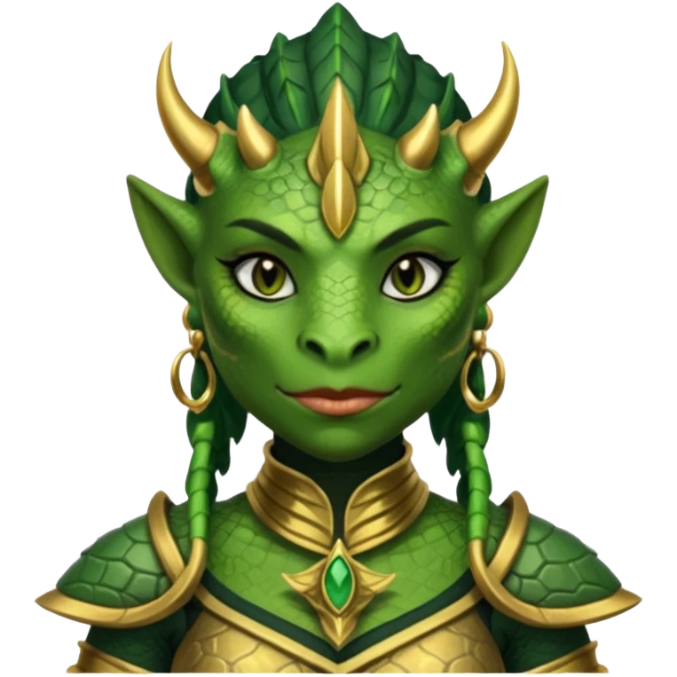 ESO female Argonian warrior with lashes and earrings emoji