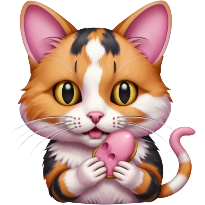 A cat holding a dead mouse in its mouth emoji