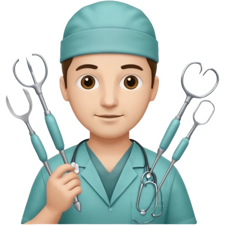 neurosurgeon with multiple surgical tools emoji