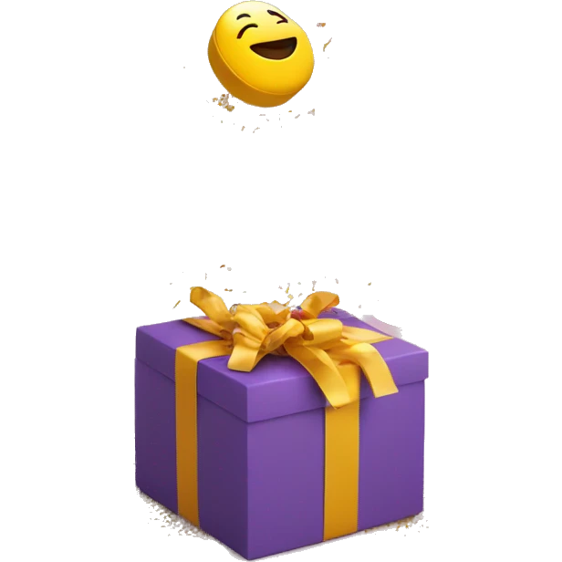 a gift box is open and confetti is flying out of it emoji