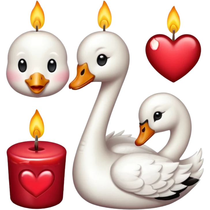 cute bow, heart, swan and candle emojis in deep reddish colour emoji