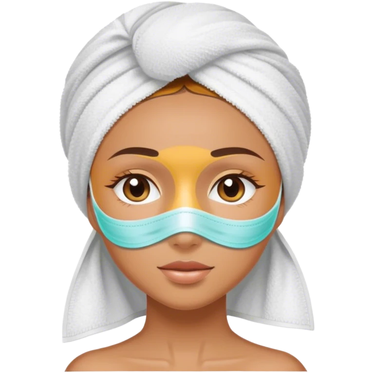 Girl with towel head and spa mask emoji