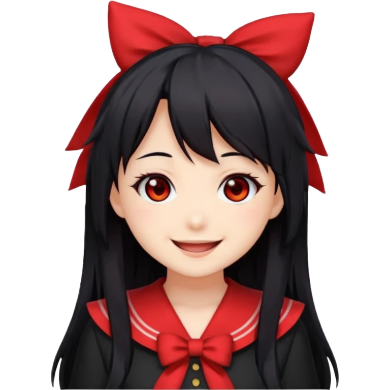 "Cute stylized emoji of Kurumi Tokisaki from Date A Live, smiling happily.  emoji