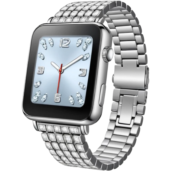 Crie um relógio de pulso prateado cravejado de diamantes  emoji