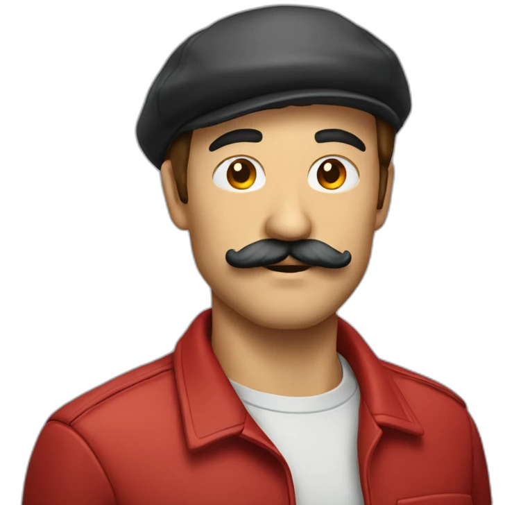 Man with good mustash and red cap  emoji