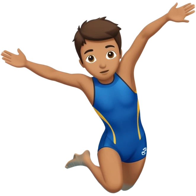 determined pool diver dives into a pool of confidence blue water underneath  emoji