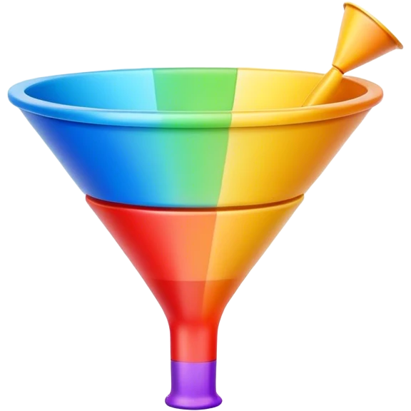 a funnel broken into three unique colors on the top middle and bottom emoji
