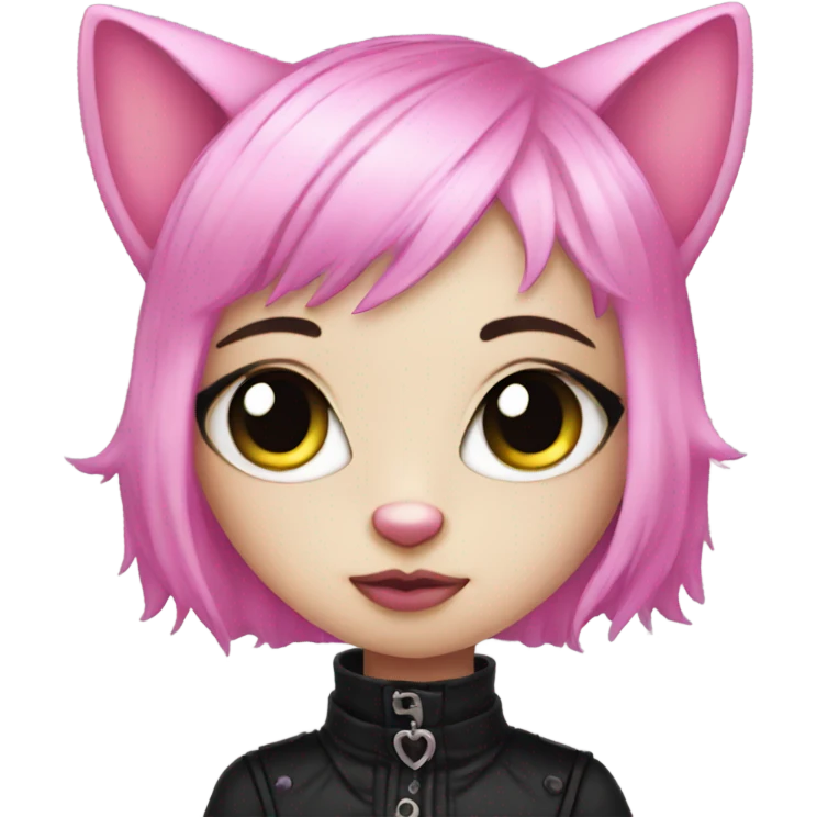 Pink goth kitty  emoji