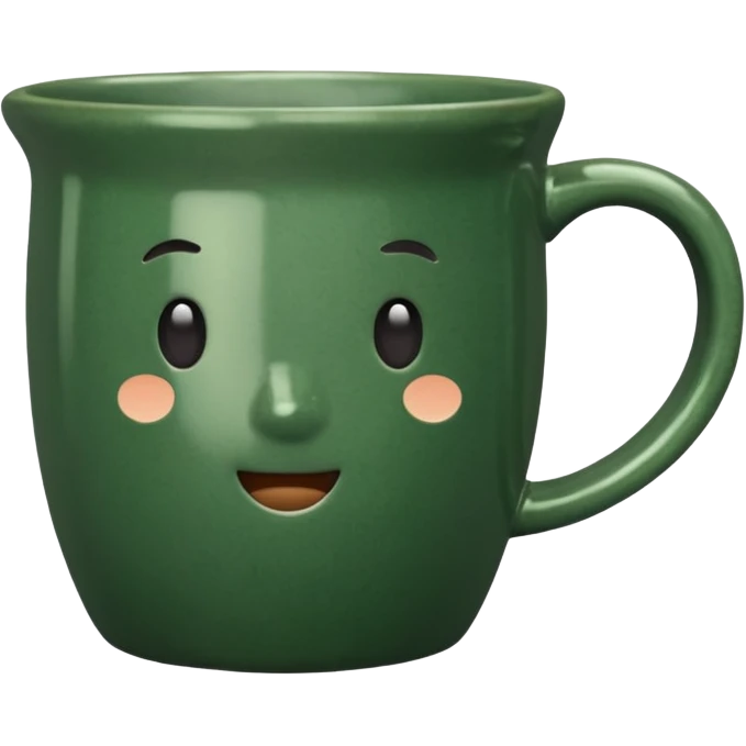 mug, vintage style, deep green color emoji