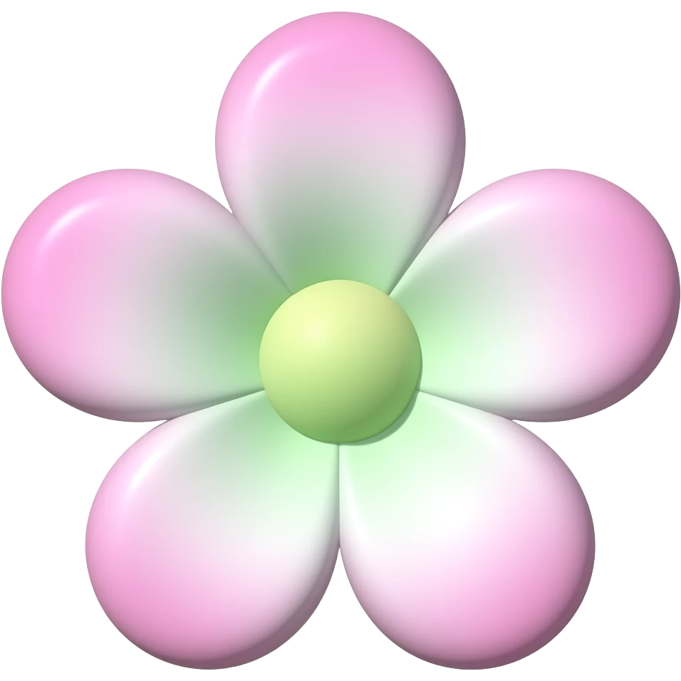 pink, white, and green ombre flower emoji emoji