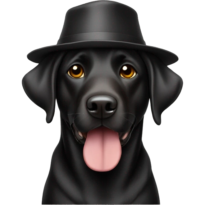 Full size Black Lab dog in a turkey hat emoji