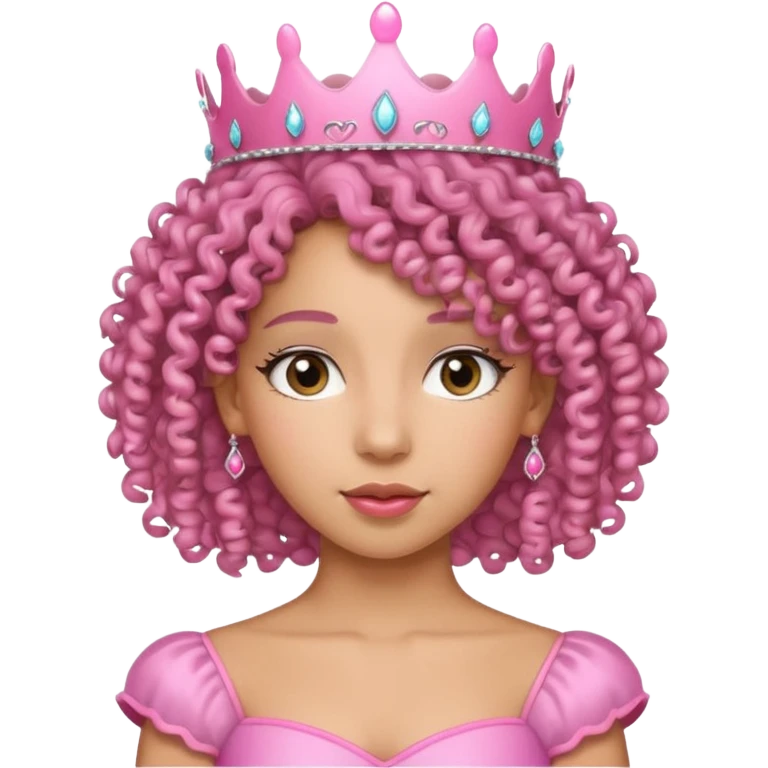 Curly haired mixed girl with pink tiara emoji