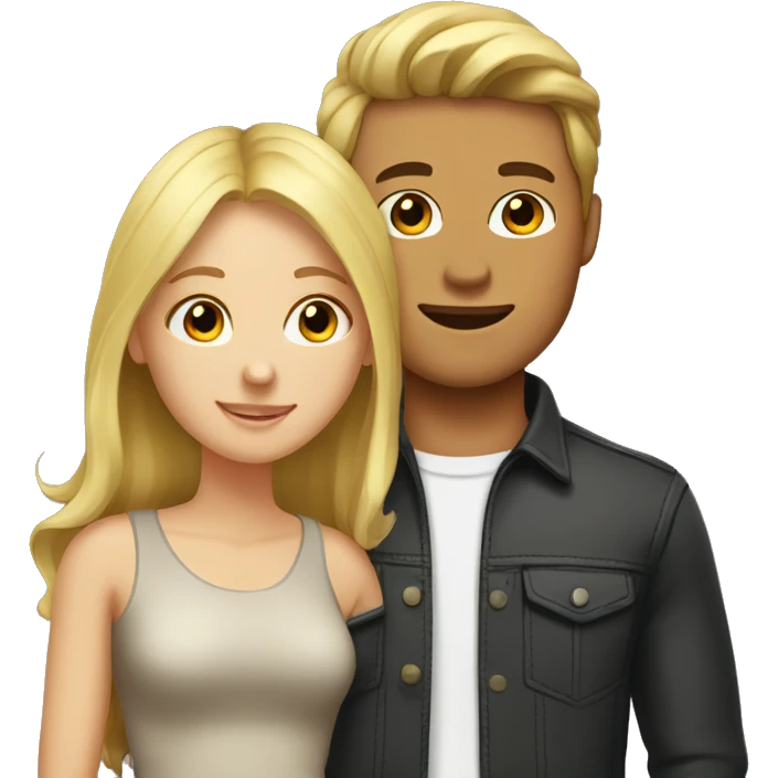 Blond headed boyfriend and brown haired girlfriend emoji
