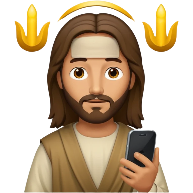 Jésus sur son téléphone emoji