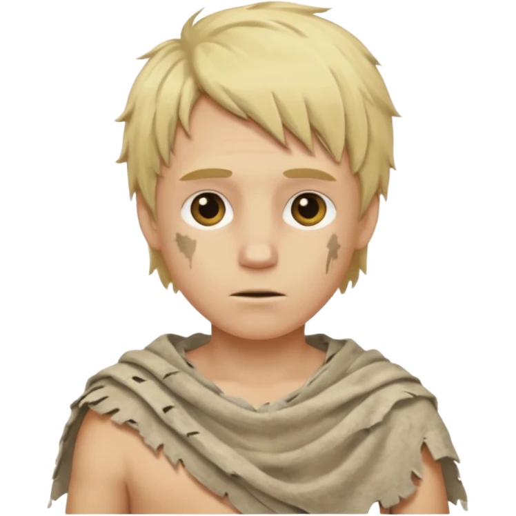 ancient white boy, tattered animal cloth emoji