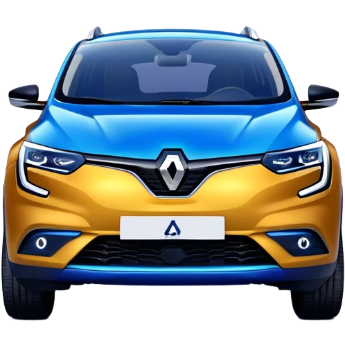 Renault Megane E-Tech electric car, front view, modern blue compact SUV emoji