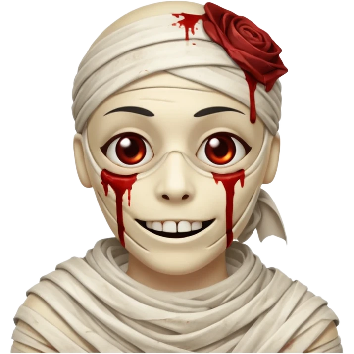 halloween mummy smiling and with blood stains emoji