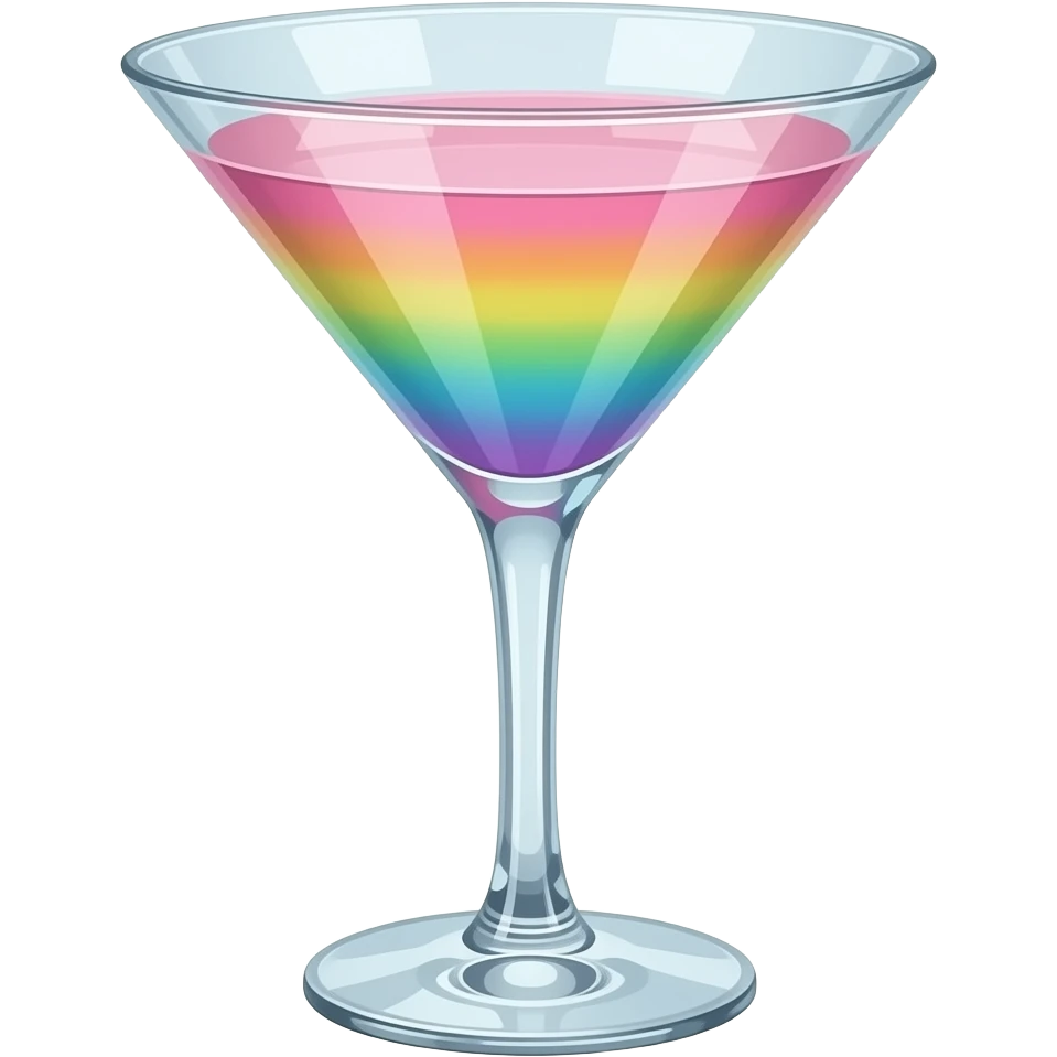 bright girly pastel rainbow gradient martini in aesthetic crystal glass emoji