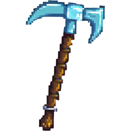 pixelated Minecraft diamond pickaxe emoji