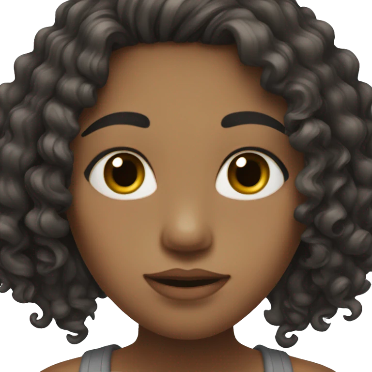 Girl with dark brow eye, small lips, curly dark long hair  emoji