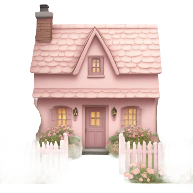 Pink cottage house emoji