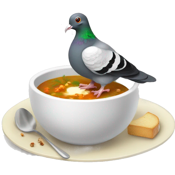 Christmas pigeon eating soup emoji