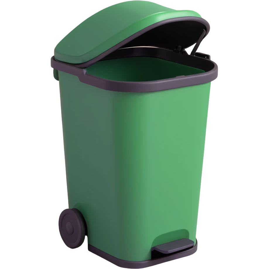 Draw a Pixar-style trash can. The view should be at an angle, as in the reference. Do not use the face, eye, and mouth. emoji