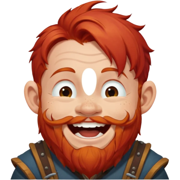 Ein zwerg mit roten Haaren der lacht, von der Seite  emoji