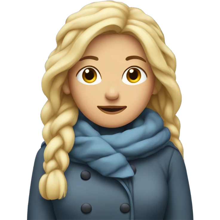 blonde woman freezing in winter emoji