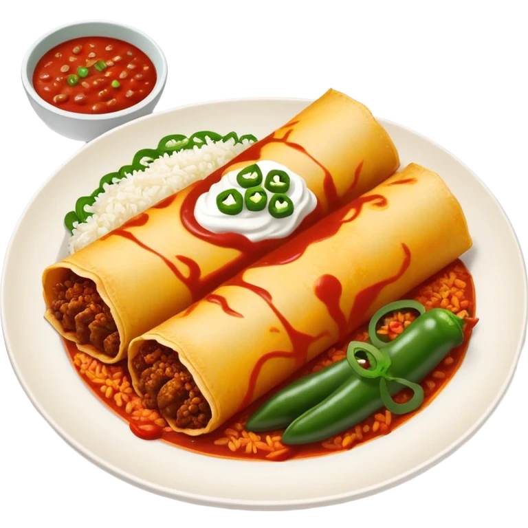 Beef enchiladas with red sauce and poblano rice  emoji
