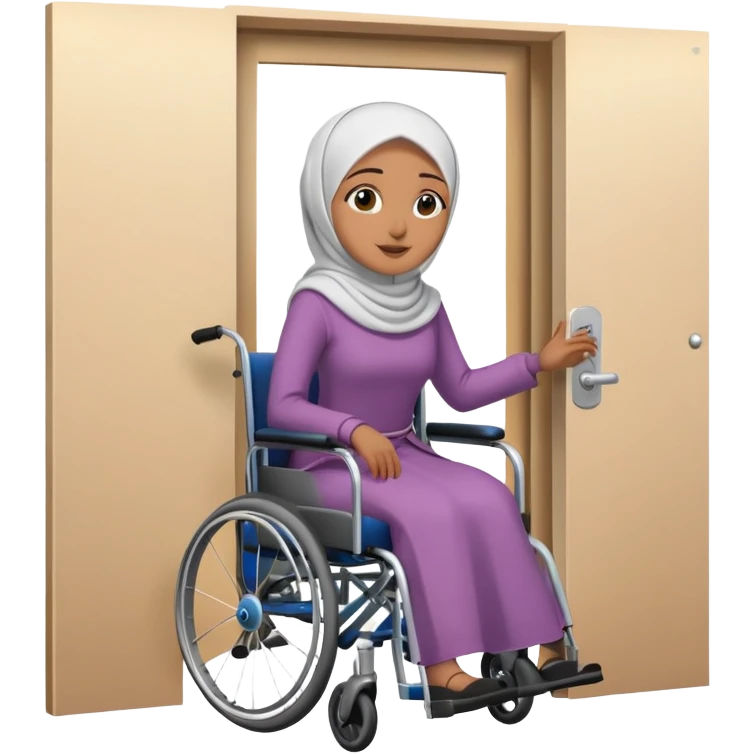 Wheelchair hijabi leaving the door emoji