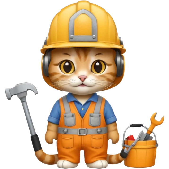 cat, handyman Outfit, wearing a Helmet emoji