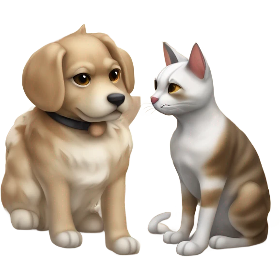 un chat et un chien en costumes qui joue aux échecs  emoji