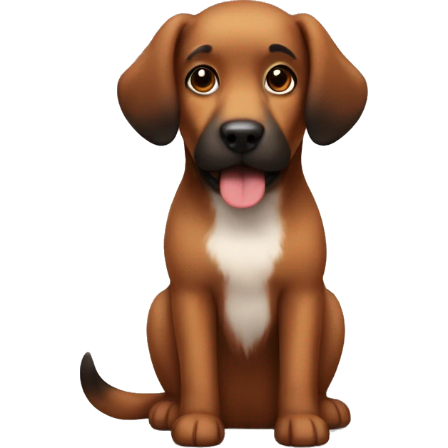 Cute Brown dog  with black long fluffy ears  emoji