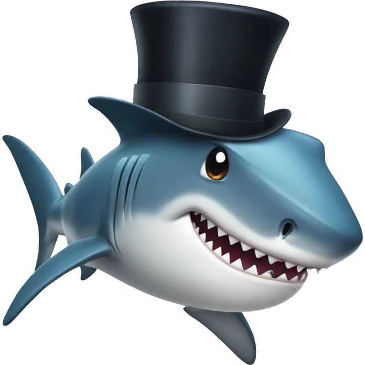 Shark with a top hat emoji