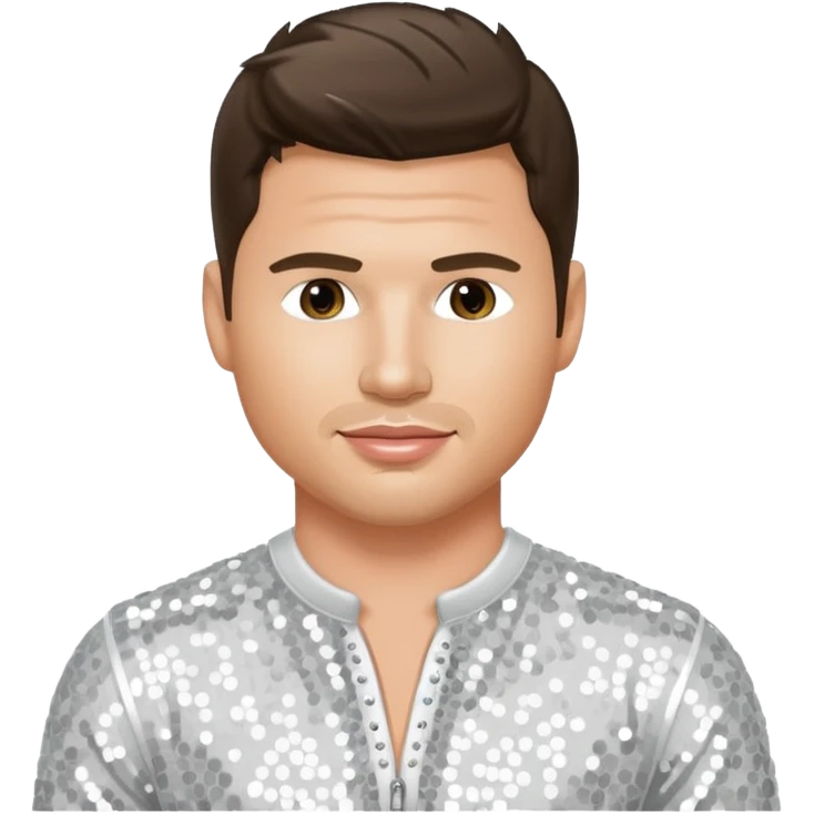 Nick Lachey from 98 Degrees with white sequin outfit emoji