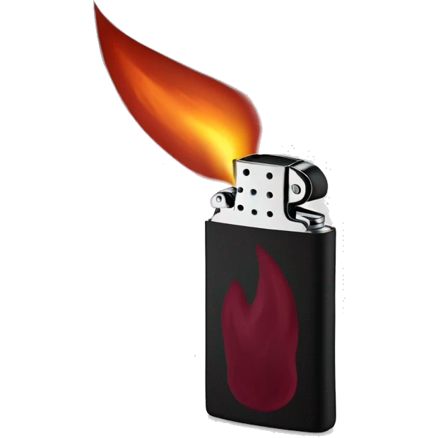 Black lighter with burgundy flame emoji