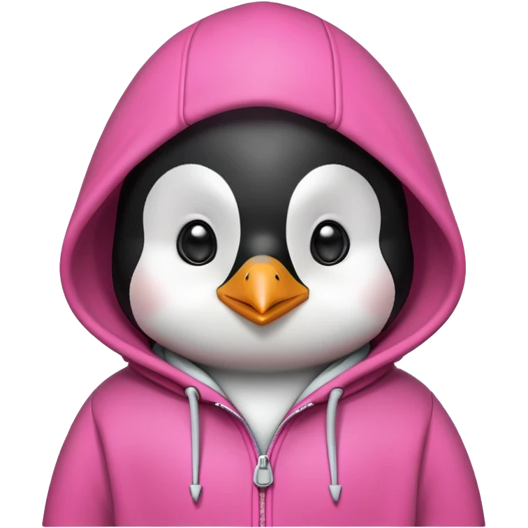 Pinguin with a pink hoodie emoji