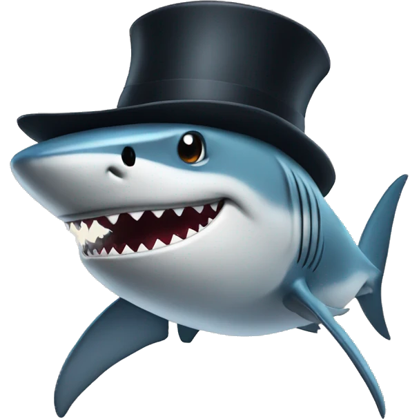 Shark with a top hat emoji
