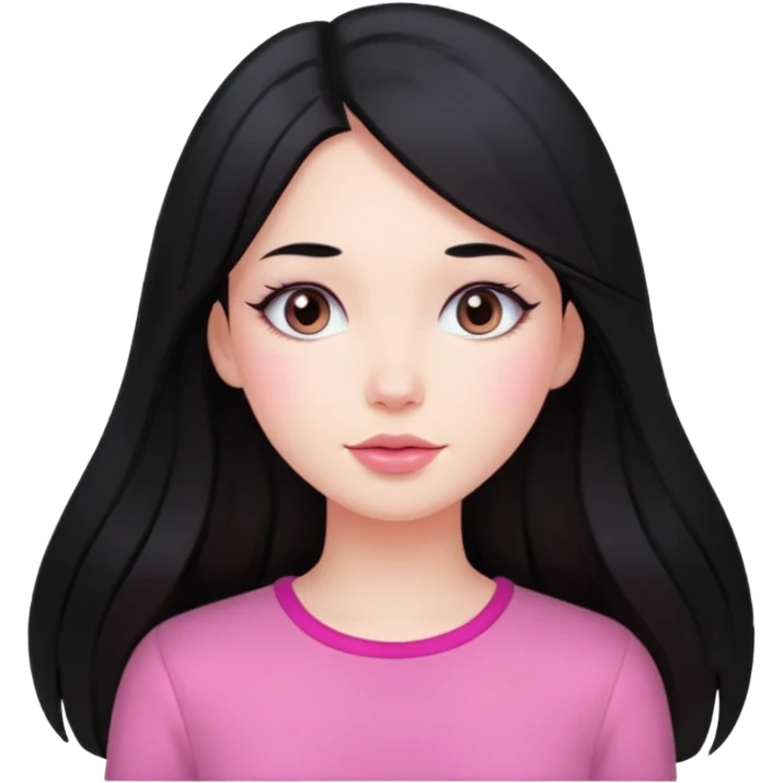 Clean girl long and black Hair an pink cheeks emoji
