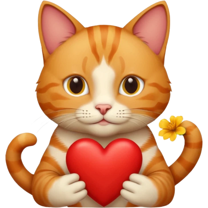 Male cat holding heart and flower emoji