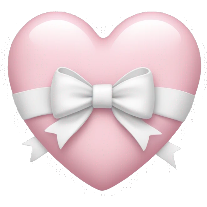 Pastel pink heart with white bow emoji