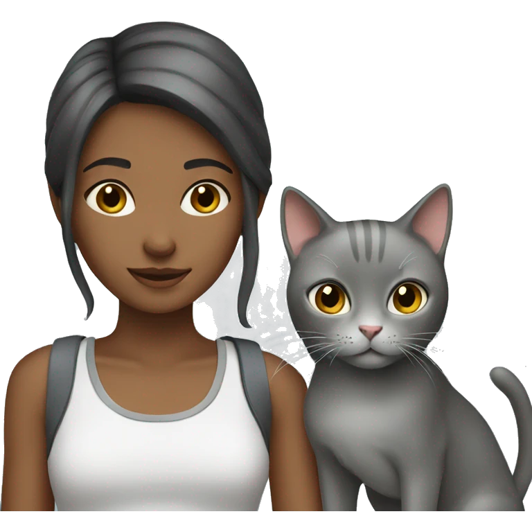 girl with a gray cat emoji