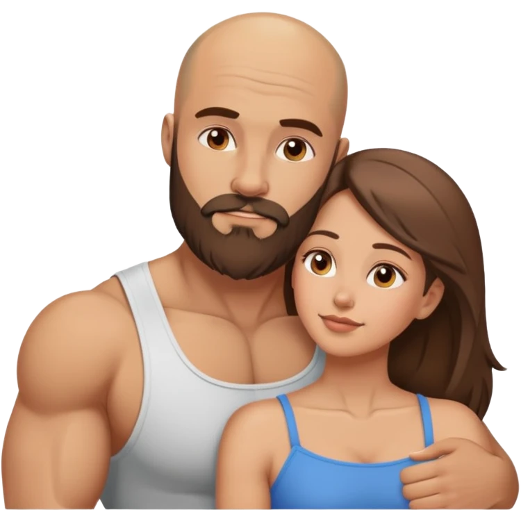 Beautiful light brunette dreaming of her muscular bald beard husband emoji