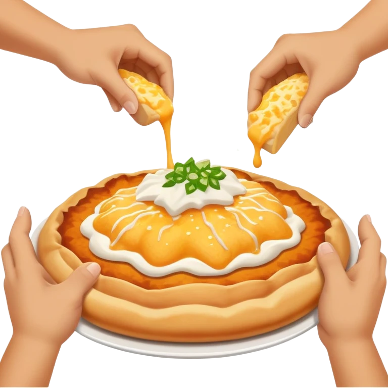 hand smashing a cheesy Hungarian lángos, playful and bold emoji